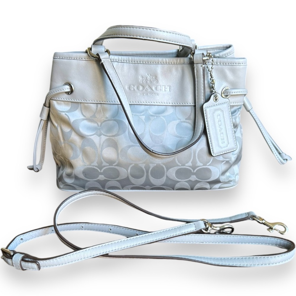 Coach Signature Nylon Adjustable/detachable crossbody. Light grey